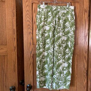 NICOLE MILLER NEW YORK Linen Elastic Waist Wide Leg Cropped Pants Size Large L